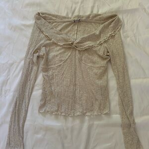 Free People Elegant Beige Off-Shoulder Top